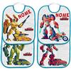 Generic Set 4 Bavetta Bavaglino Asilo con elastico personalizzato con nome del bambino (Transformer Robot bordo Azzurro)