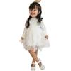 Miipat Bambino Ragazza Vestito Manica Lunga Autunno Inverno Bambino Principessa Tulle Maglia a Coste Maglioni Abiti Bianco 90 12-18 Mesi