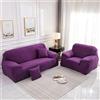 Surwin Copridivano Elasticizzato 1 2 3 4 Posti, Moda Stampa Elastico Universale Copridivani con Braccioli Fodera per Divano Antiscivolo Sofa Protettore (Viola Scuro,4 posti - 235-300cm)
