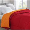 Home Tresor - Piumone Invernale Pesante Una Piazza e Mezza cm. 220x260 | Trapunta Piumino Letto alla Francese Calda e Morbida Microfibra 350gr/mq Tinta Unita Double Face (Arancio/Bordeaux)