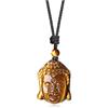 COAI Collana Unisex Regolabile con Pendente Testa di Buddha, Collana con Ciondolo in Pietre Naturali Occhio di Tigre