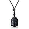 COAI Pendente Testa del Buddha in Ossidiana Nera, Collana Pendente Unisex Laccio Regolabile