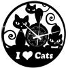 Instant Karma Clocks Orologio da Parete in Vinile Idea Regalo Vintage Handmade I Love Cats Gatto Gatti