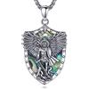 AEONSLOVE Ciondolo San Michele Arcangelo Collana San Michele Argento 925 Uomo Donna Medaglia Arcangelo Michele con Guscio di Abalone Gioielli Amuleto di Protezione Religioso Regalo Cristiano Cattolico