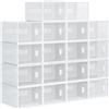 HOMCOM Scarpiera Modulare Salvaspazio con 18 Cubi in Plastica PP Bianco per Organizzazione Ottimale delle Scarpe in Casa|Aosom