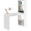 Habitdesign Abitti Tavolo da PC o scrivania con libreria Reversibile in Bianco Alpi, 144 x 120 x 52 cm