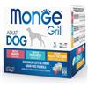 Monge Grill Dog Multipack Buste Pollo e Tacchino, Manzo, Merluzzo 12x100 Gr