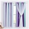 NICETOWN Tende Oscuranti per Interni Tenda Cameretta Bambini Tende con Anelli Tenda a Stelle Vuote Decorazione Tende Camera da Letto Doppio Velo 2 Pezzi 132x160 CM (LxA), Blu+Viola