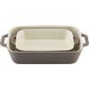 STAUB Ceramique - Set di 2 piatti rettangolari in ceramica, 20 x 16 cm e 27 x 20 cm, colore: Grigio antico