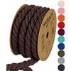 Halbach Seidenbänder Cordoncino di cotone riciclato, larghezza 10 mm/lunghezza 4 metri, filato di cotone sostenibile per macramè, corda naturale per fai da te, colore: marrone scuro