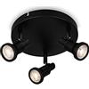 BRILONER Leuchten - Plafoniera LED bagno, orientabile, Plafoniera LED bagno, IP44, colore luce bianco caldo, GU10, nero, 210x106 (DxH), 2992-035R