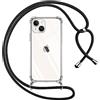 Pnakqil Cover per iPhone 14 Plus con Cordino, Trasparente Custodia con Laccio Tracolla Cellulare Girocollo Collana Protettiva per iPhone 14Plus 6.7, Nero