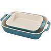 STAUB Ceramica - Set di 2 piatti rettangolari in ceramica turchese, 2 pezzi (20 x 16 cm e 27 x 20 cm)