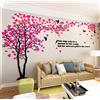 guangmu Albero Adesivo da Parete, Alberi e Uccelli 3D Adesivi Murali Arts Wall Sticker Decorativi per TV Par, Camera da Letto, Ufficio(Rosa Sinistra,S-200 * 100cm)