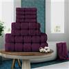 FAIRWAYUK Set da 8 asciugamani per bagno, set regalo ultra morbido di alta qualità, assorbente dell'acqua, 100% cotone egiziano, 4 x viso, 2 x 2 x asciugamani da bagno, viola