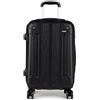 KONO 20/24/28 Viaggio Rigida e Leggerain ABS con 4 Ruote Rotanti Bagagli Alla Moda per Vacanze di Lavoro (Nero, S-56cm)