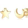 Elli Orecchini da donna a forma di stella a mezzaluna Astro in argento Sterling 925, misura unica, Metallo,