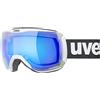 Uvex downhill 2100 CV, occhiali da sci unisex, con miglioramento del contrasto, senza distorsioni ottiche e appannamenti, white matt/blue-green, one size