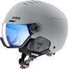 uvex wanted visor, casco da sci robusto unisex, con visiera, regolazione individuale delle dimensioni, rhino matt, 54-58 cm