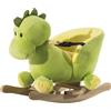 HOMCOM Cavallo a Dondolo per Bambini in Legno, a Forma di Dinosauro, Cavalluccio per Bambini con Cintura di Sicurezza, Verde e Giallo | Aosom Italy