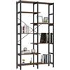 HOMCOM Libreria Scaffale con 6 Ripiani, Piedini Antiscivolo Regolabili, in Legno, Telaio in Metallo, Nero e Marrone, 100x30x182cm | Aosom