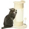 PawHut Albero Tiragraffi per Gatti fino 5kg con 2 Palline in Sisal e Peluche, 34x25.5x58cm, Beige|Aosom