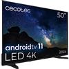 Cecotec TV LED 50 Smart TV Serie A2 ALU20050S. 4K UHD, Android 11, Design Senza Cornice, MEMC, Dolby Vision e Dolby Atmos, HDR10, 2 Altoparlanti da 10W, Modello 2023