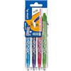 Pilot Pen 2260SG4L FriXion Ball, mina M 0.7, set da 4 pezzi, azzurro, rosa, viola e verde chiaro