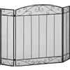 HOMCOM Parascintille Caminetto con 3 Pannelli Pieghevoli in Metallo e Acciaio Nero 105x1.6x80.5cm|Aosom