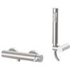 PAFFONI Miscelatore esterno doccia con supporto a muro snodato steel looking - Stick di Paffoni