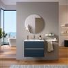 DEGHI Mobile bagno sospeso 80 cm blu esotico opaco con lavabo e specchio - Dedalo