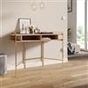 DEGHI Consolle 110cm con piano in legno rovere e struttura in metallo oro - Nevil