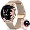 RUXINGX Smartwatch Donna con Chiamate Whatsapp, HD Schermo Orologio Smartwatch con Monitoraggio Ciclo/120 Sport/24H Cardiofrequenzimetro/SpO2/Sonno, Fitness Tracker IP68 per iOS Android Oro Rosa