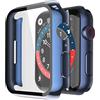 Misxi [2 Pezzi] Misxi Cover Apple Watch Series 9 (2023) Series 8 Series 7 Con Vetro Temperato 45mm, Custodia Rigida iWatch Protezione Totale Ultra Sottile HD Pellicola Protettiva, 1 Blu + 1 Transparent