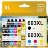 ANKINK Cartucce d'inchiostro Compatibili Sostituzione per Epson 603XL per Cartuccia 603 XL per WF-2810DWF WF-2830DWF WF-2835DWF WF-2850DWF WF-2870 XP-2100 XP-2105 XP-2150 XP-3100 Nero Colore, 10 Pack