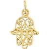 forme di Lucchetta - Ciondolo in Oro Giallo 14k con Mano di Fatima/Hamsa per Collana, Charms e Ciondoli per Catenina (fino a 4mm) per Donna Ragazza