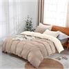 Riad arredo Set Copripiumino Bicolor Morbissimo 100% Puro Cotone Effetto Delicato - Parure Copriupiumino e 2 Federe Double Face (Tortora - Panna, Matrimoniale)