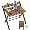 GreenForest Scrivania Pieghevole Senza Montaggio con Ripiano per Monitor, 63 cm, Espresso