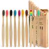 SWKJ Spazzolini da denti in bambù con setole morbide,10 confezioni di spazzolino da denti in bambù naturale organico per adulti e bambini,in confezione ecologica e senza plastica
