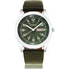Tonnier Orologi da uomo con cinturino in tela analogica e calendario, Verde, Cinturino