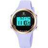 aswan watch Orologio digitale da donna con sveglia, display notturno, luce LED, cronometro, calendario, indicatore orario 12/24 ore, orologio sportivo leggero da donna con cinturino in silicone