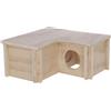 Kerbl Pet Casetta per criceti, 24 x 24 x 11 cm, Legno, 3 camere da 9,5 x 9,5 cm, Sistema a Incastro, Tetto Rimovibile