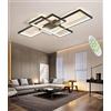 MQW Plafoniera LED Semplice Soffitto Moderno Lampada Salone del Soffitto Atmosferica Rettangolare Faretti Lampada da Letto in Alluminio Acrilica Riflettori Dimming Continuo con Telecomando,Nero,L90