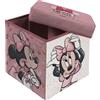 Superdiver - Cubo contenitore e sgabello Topolina - Licenza Ufficiale Disney Minnie Mouse - 30x30x30 cm - Pouf pieghevole con coperchio imbottito - Organizzatore per giocattoli