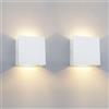 KICAAO 2 Pezzi Applique da Parete Esterno LED Lampada da Parete Interno Moderno Bianco,12W Luce Caldo 3000k, Lampada Muro IP65 Impermeabile Quadrata Alluminio Lampada da Parete Esterna, XG-W-001