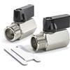 Bwintech 2 Pz 3/8 BSP Femmina x Maschio nichelato Ottone Mini Valvola A Sfera Valvola di Stop