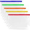 G4GADGET 5 buste portadocumenti formato A4 Plus con cerniera, 370 mm x 260 mm, colori assortiti, elegante borsa per documenti con cerniera, impermeabile, con chiusura lampo