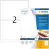 HERMA 10774 - Etichette resistenti alle intemperie, 80 fogli, 210 x 148 mm, 2 fogli per formato A4, 160 adesivi, stampabili, opache, per esterni, in carta speciale, colore: Bianco