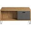 trendteam smart living Blanshe - Tavolino in feltro grigio scuro/rovere Navarra, 110 x 50 x 68 cm