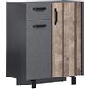 trendteam smart living - Otis - Comò - Rovere/Grigio opaco - Armadio con anta fresata verticale - 83 x 96 x 38 cm - Cassettiera in stile rustico - Base